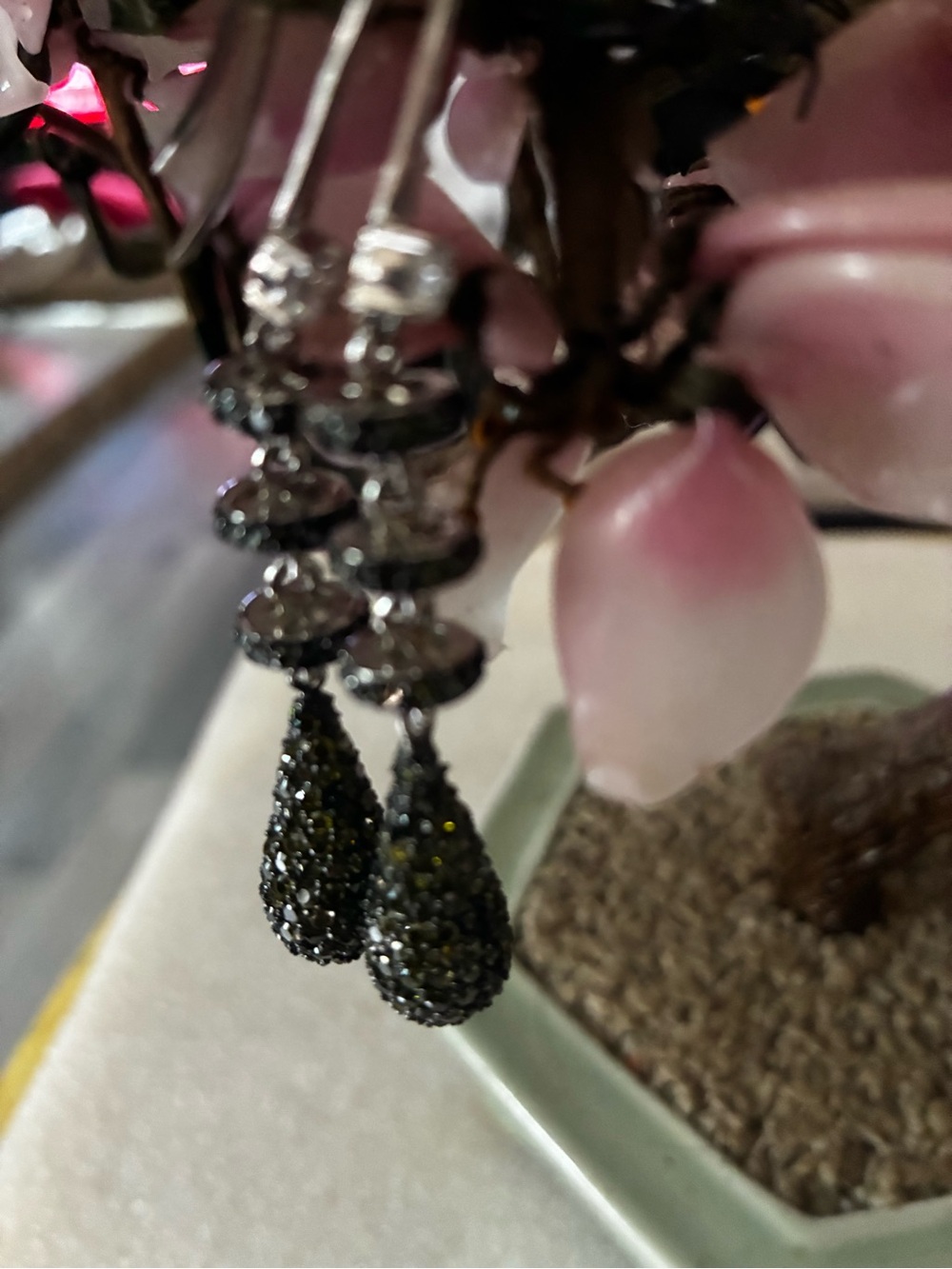 Green Crystal Sterling Teardrop Dangle Earrings - Women's Jewelry